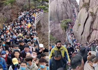 تصاویر ، هجوم مردم چین به سایت های گردشگری ، نگرانی مقامات بهداشتی